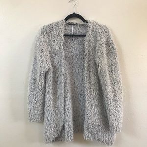 KENSIE | Eyelash Fuzzy Teddy Bear Cardigan